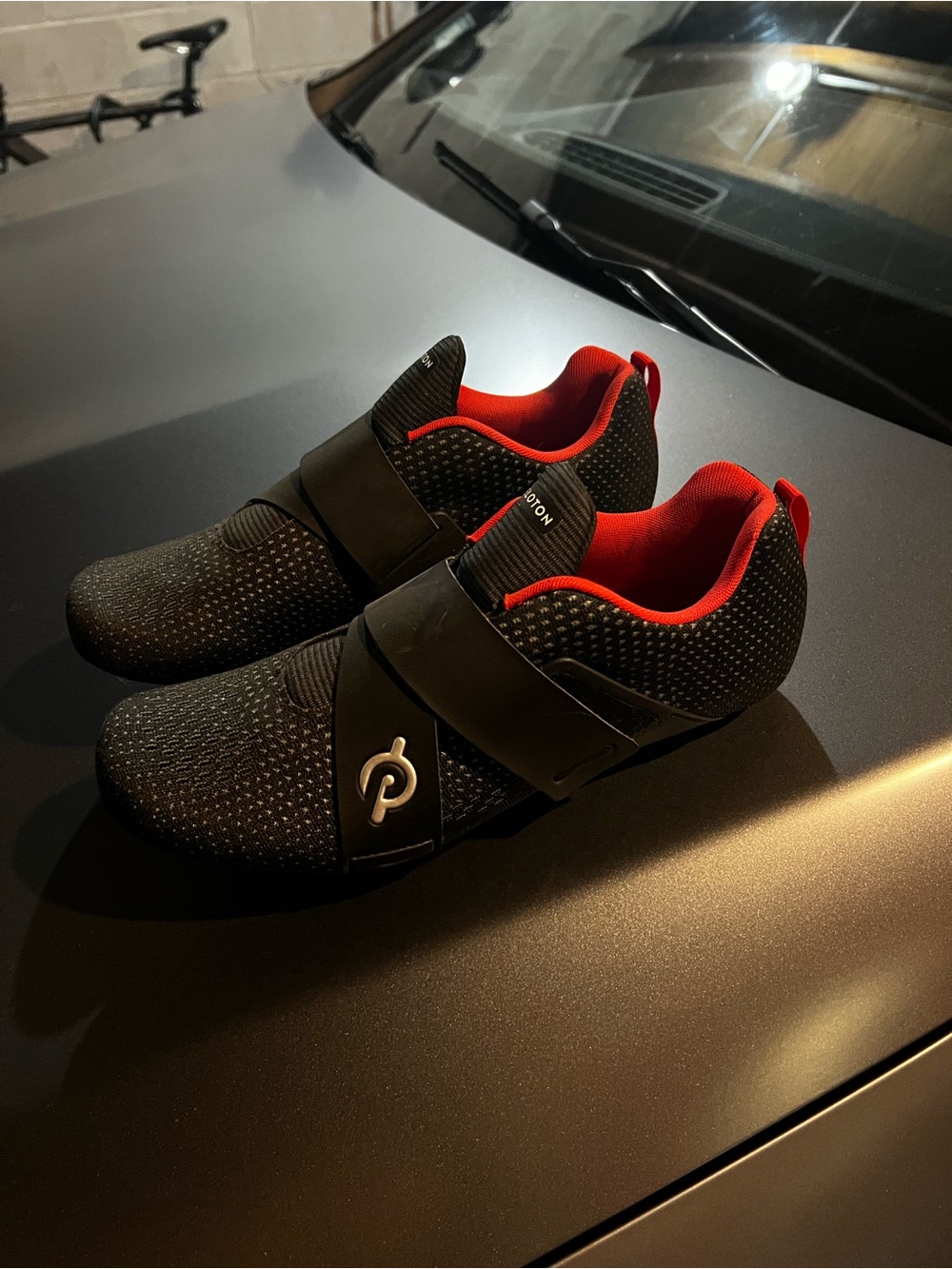 Peloton Men's Black and Red Indoor Cycling Shoes